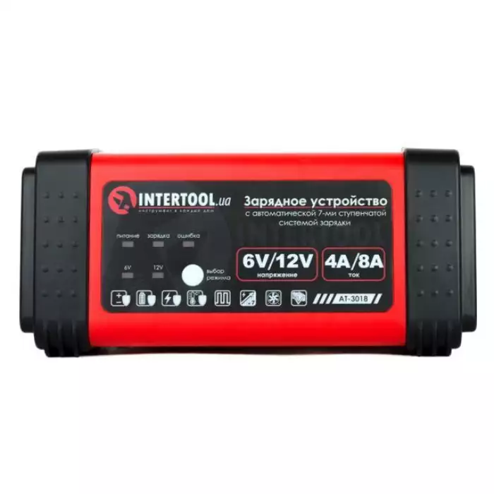 Зарядний пристрій 6 / 12В, 4 / 8A, 230В, LED-індикація INTERTOOL AT-3018