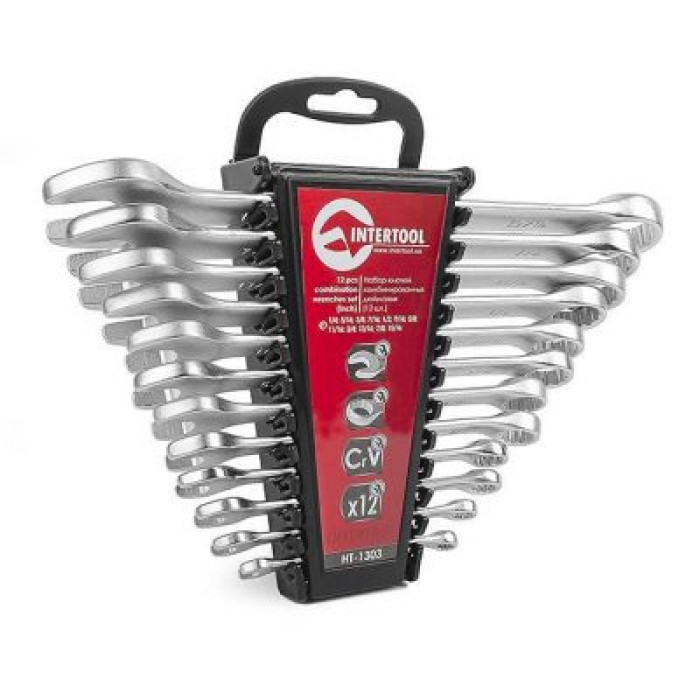 Набор ключей комбинированных 12 ед. дюймовых 1/4''-15/16'' INTERTOOL HT-1303