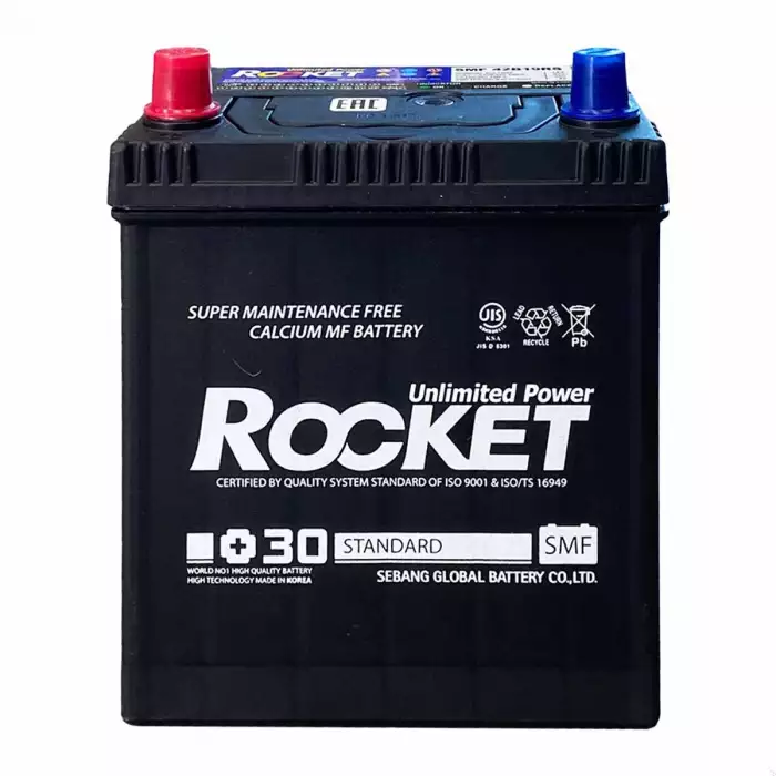 Автомобільний акумулятор ROCKET Japan 6СТ-40Ah Аз ASIA 340A (CCA) ТК з перехідником під клему STD SMF 42B19R