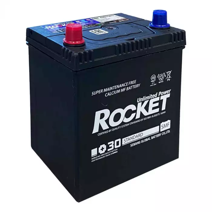 Автомобільний акумулятор ROCKET Japan 6СТ-40Ah Аз ASIA 340A (CCA) ТК з перехідником під клему STD SMF 42B19R
