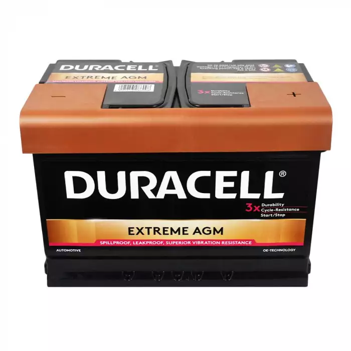 Автомобільний акумулятор DURACELL Extreme AGM 6СТ-70Ah АзЕ 720A 16570010801