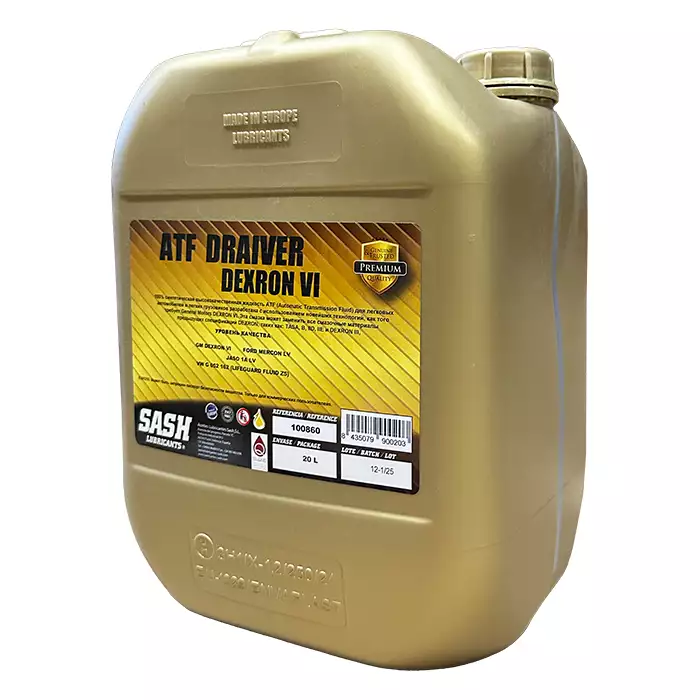Автомобільна гідротрансмісійна олива SASH ATF DRAIVER DEXRON VI 20л 100860