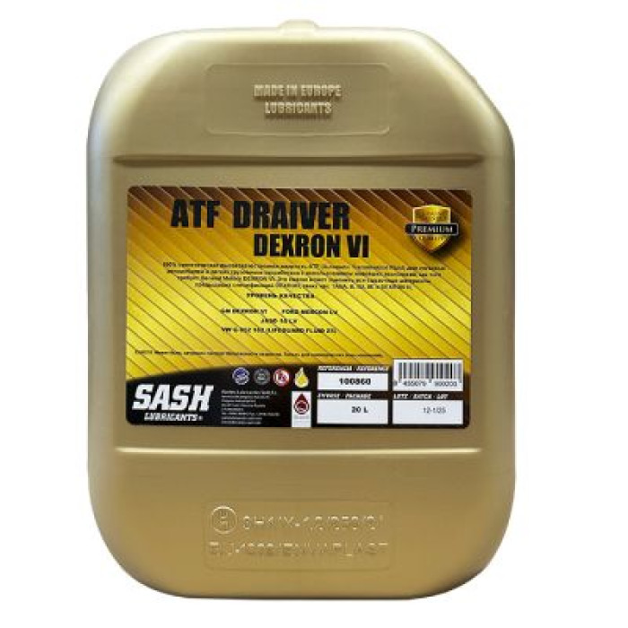 Автомобильное гидротрансмиссионное масло SASH ATF DRAIVER DEXRON VI 20л 100860