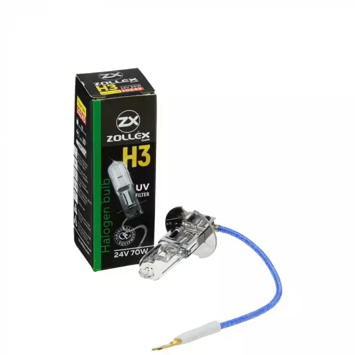 Автолампа ZOLLEX Галоген УФ-фільтр 10245 (PK22s, H3, 24V, 70W)