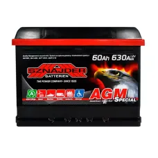 Автомобільний акумулятор SZNAJDER AGM 6СТ-60Ah АзЕ 630A 560 02