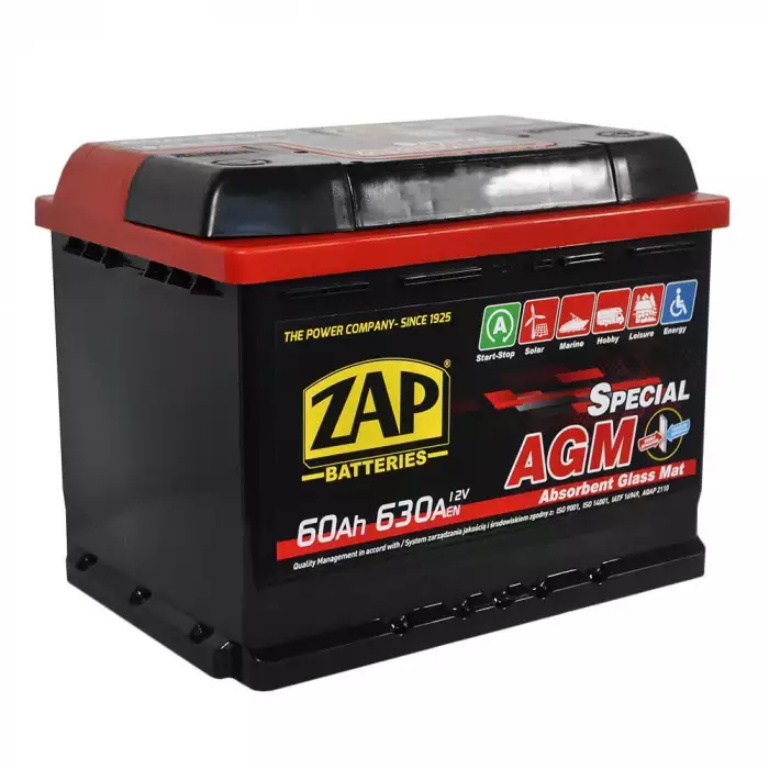 Автомобільний акумулятор ZAP AGM 6СТ-60Ah АзЕ 630A 560 02z