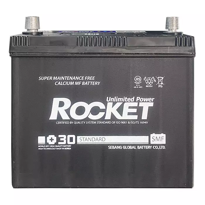 Автомобільний акумулятор ROCKET Japan 6СТ-45Ah Аз 430A (CCA) з перехідником під клему STD SMF 55B24R