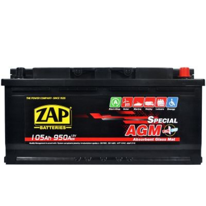 Автомобільний акумулятор ZAP AGM 6СТ-105Ah АзЕ 950A 605 02z