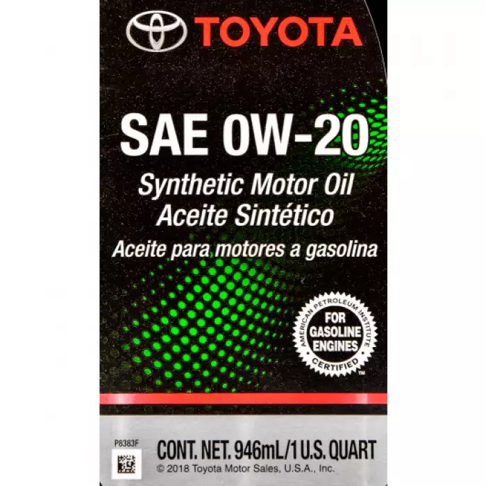 Автомобильное моторное масло TOYOTA  0W-20 USA 1л 002790WQTE