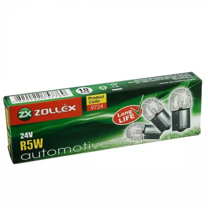 Автолампа Zollex 9724 (BA15s, R5W, 24V, 5W)