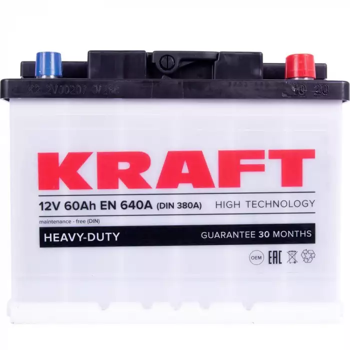 Автомобильный аккумулятор KRAFT 6СТ-60Ah АзЕ 640A (EN)
