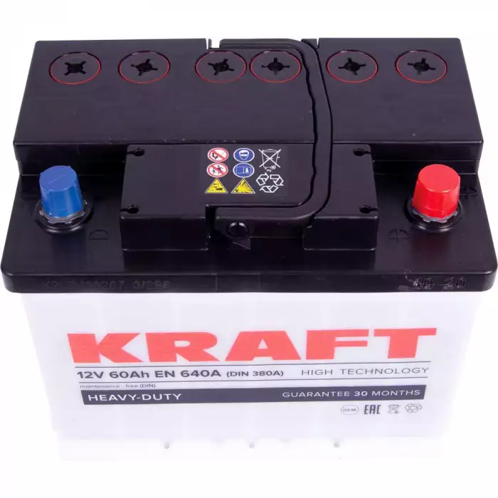 Автомобильный аккумулятор KRAFT 6СТ-60Ah АзЕ 640A (EN)