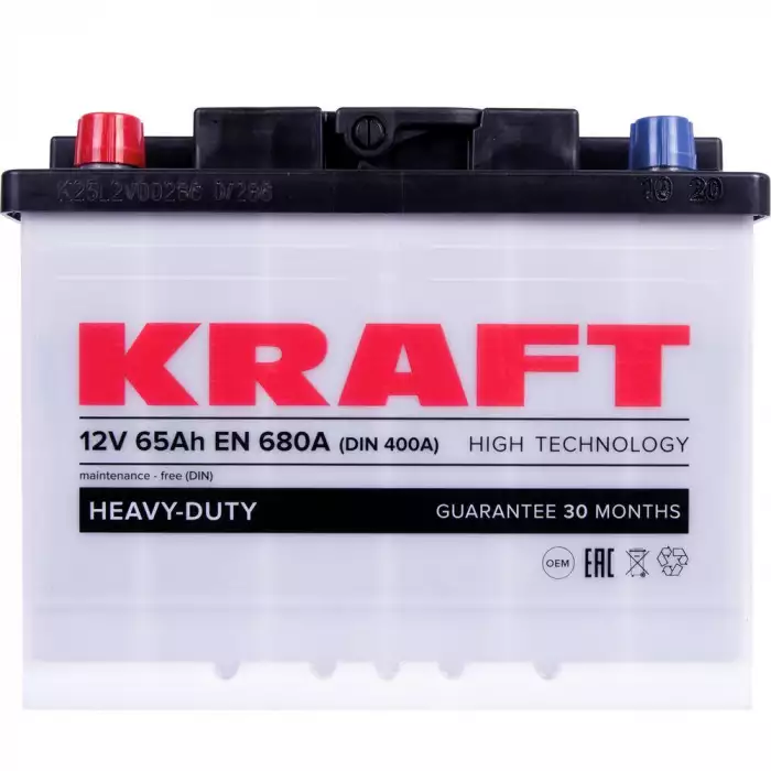 Автомобільний акумулятор KRAFT 6СТ-65Ah Аз 680A (EN)
