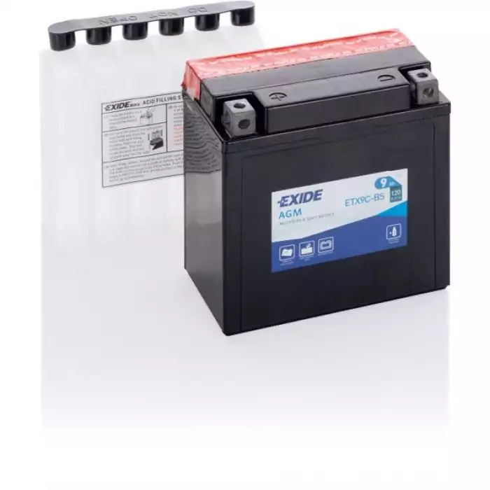 Мото акумулятор EXIDE AGM 6СТ-9Ah Аз 12В 120А (EN) ETX9C-BS