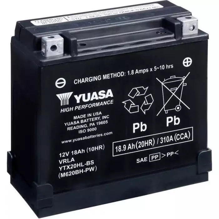 Мото акумулятор Yuasa High Performance MF VRLA Battery AGM 6СТ-18,9Ah АзЕ 310А (EN) сухозаряджений YTX20HL-BS