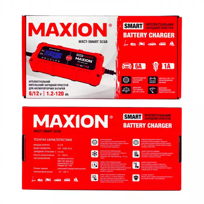 Зарядний пристрій для АКБ MAXION MXCT-SMART SC6B 6V/12V 1A/6A