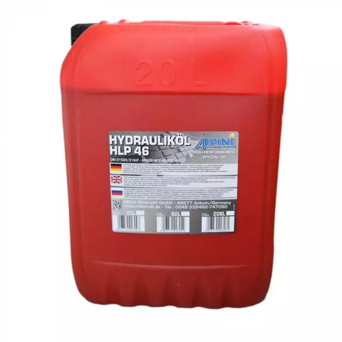 Индустриальное гидравлическое масло Alpine Hydraulikol HLP46 20л