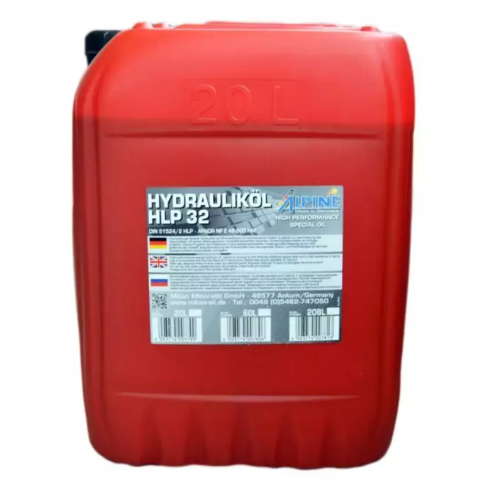 Індустріальна гідравлічна олива Alpine Hydraulikol HLP32 20л