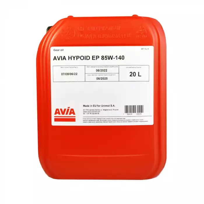 Олива трансмісійна AVIA Hypoid EP 85W-140 20л avia0093