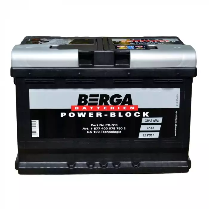 Автомобильный аккумулятор BERGA Power Block 6СТ-77Ah АзЕ 780A (EN)