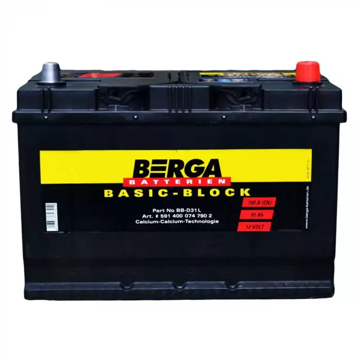 Автомобільний акумулятор BERGA Basic Block 6СТ-91Ah АзЕ ASIA 740A (EN) 591400074