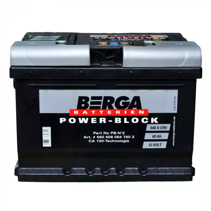 Автомобільний акумулятор BERGA Power Block 6СТ-60Ah АзЕ 540A (EN) 560409054
