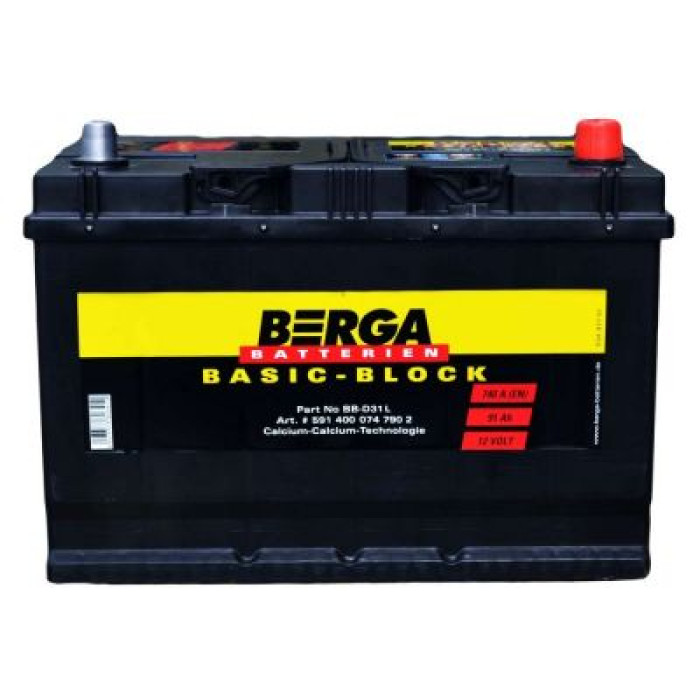 Автомобільний акумулятор BERGA Basic Block 6СТ-91Ah Аз ASIA 740A (EN) 591401074