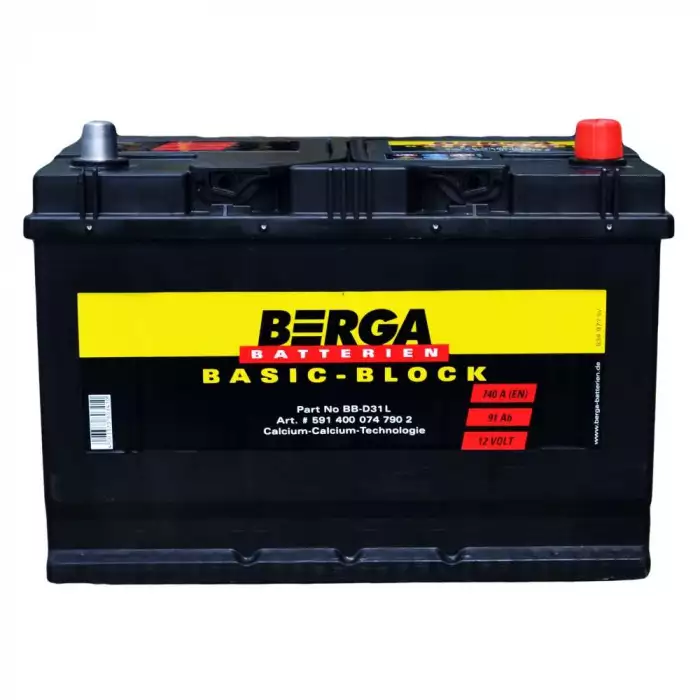 Автомобільний акумулятор BERGA Basic Block 6СТ-91Ah Аз ASIA 740A (EN) 591401074