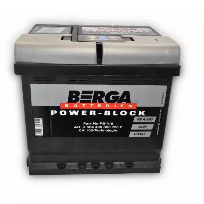 Автомобільний акумулятор BERGA Power Block 6СТ-54Ah АзЕ 530A (EN) 554400053