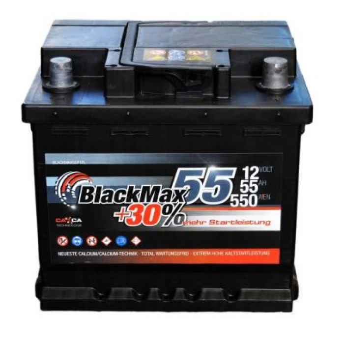 Автомобильный аккумулятор BlackMax 6СТ-55Ah АзЕ 550A (EN) B5002
