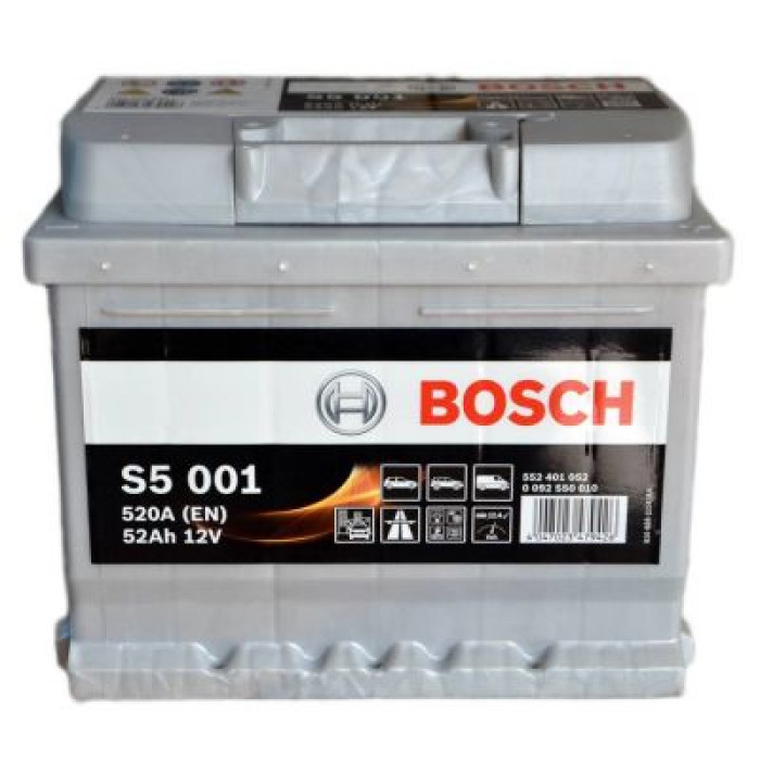 Автомобільний акумулятор BOSCH S5001 6СТ-52Ah АзЕ 520A (EN) 0092S50010