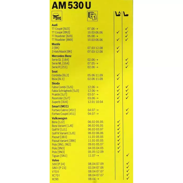 Щітка склоочисника Bosch AeroTwin Multi-Clip AM530U безкаркасні 530мм 3397008582