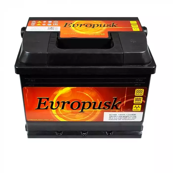 Автомобільний акумулятор Evropusk 6СТ-60Аh АзЕ 510A ev004