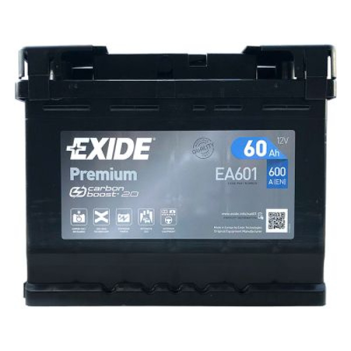 Автомобільний акумулятор EXIDE Premium Carbon Boost 2.0 6СТ-60Ah Аз 600A (EN) EA601