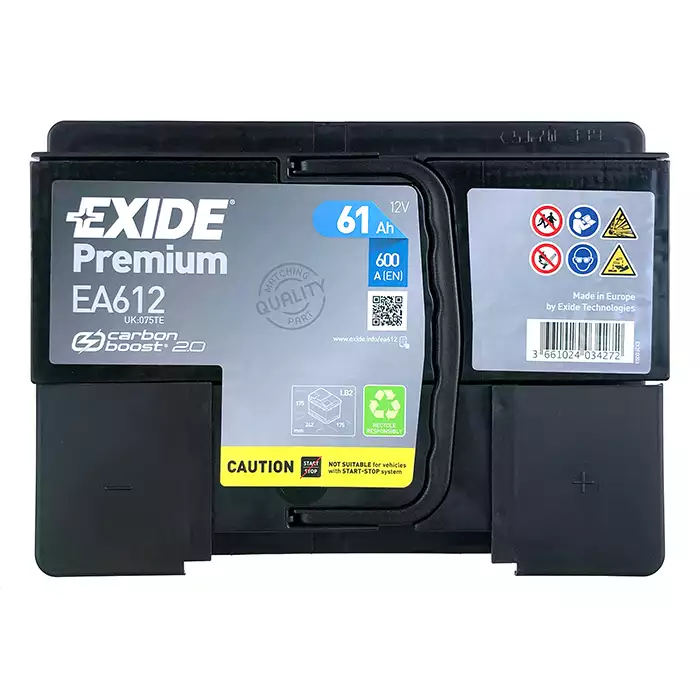 Автомобільний акумулятор EXIDE Premium Carbon Boost 6СТ-61Ah АзЕ 600A (EN) EA612