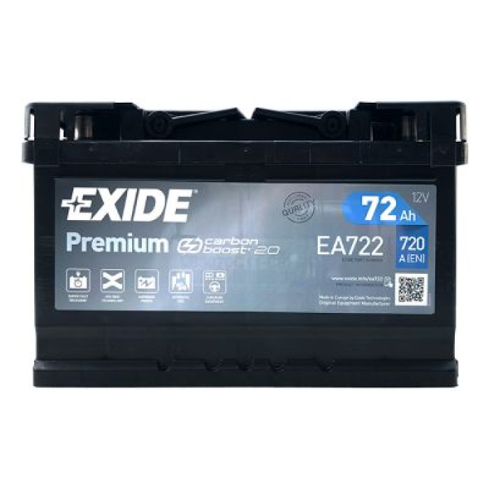 Автомобільний акумулятор EXIDE Premium Carbon Boost 6СТ-72Ah АзЕ 720A (EN) EA722