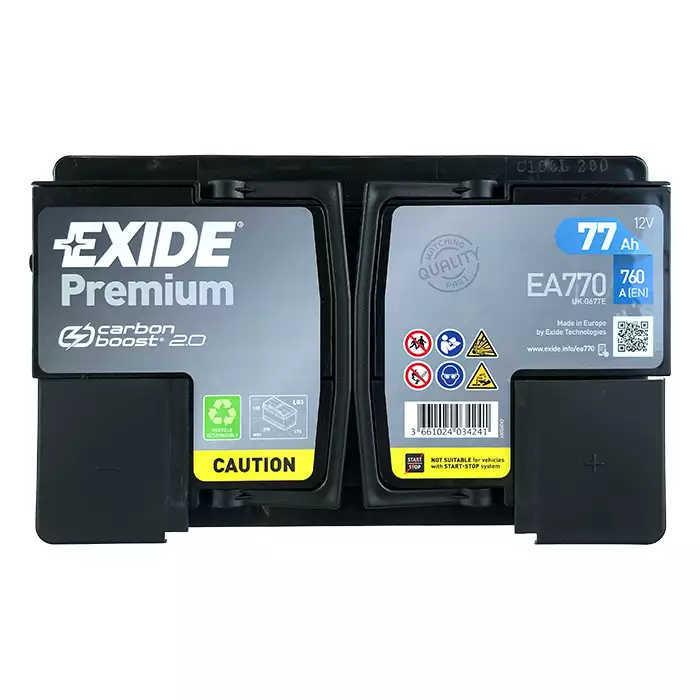 Автомобільний акумулятор EXIDE Premium Carbon Boost 2.0 6СТ-77Ah АзЕ 760A (EN) EA770