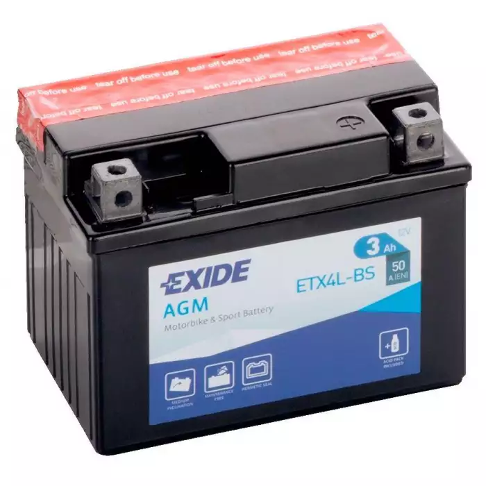 Мото аккумулятор EXIDE AGM 6СТ-3Ah АзЕ 12В 50А (EN) ETX4L-BS