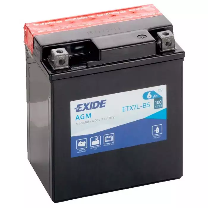 Мото акумулятор EXIDE AGM 6СТ-6Ah АзЕ 12В 100А (EN) ETX7L-BS
