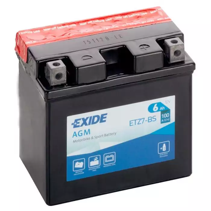 Мото акумулятор EXIDE AGM 6СТ-6Ah АзЕ 12В 100А (EN) ETZ7-BS
