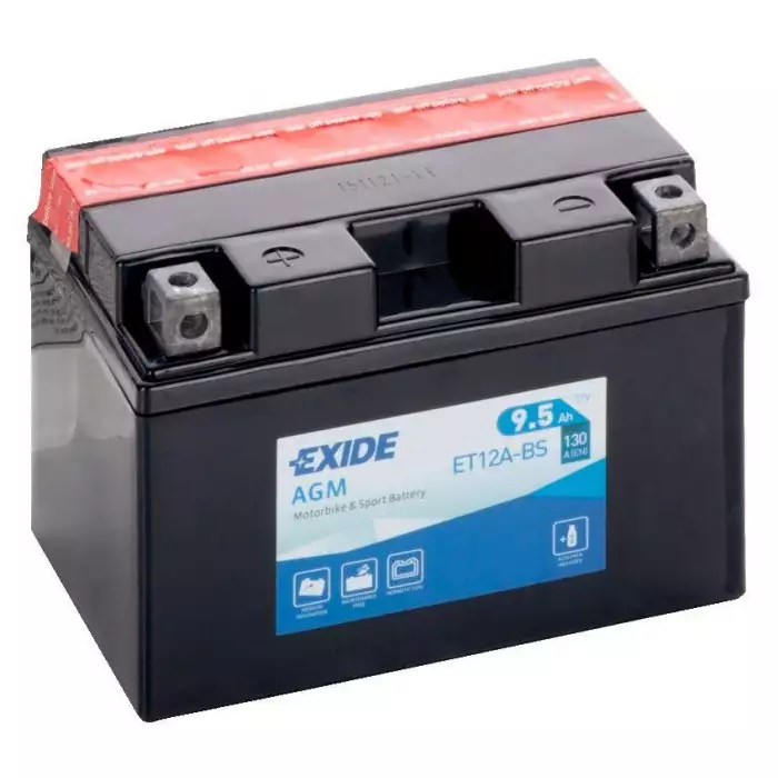 Мото акумулятор EXIDE AGM 6СТ-9,5Ah Аз 12В 130А (EN) ET12A-BS