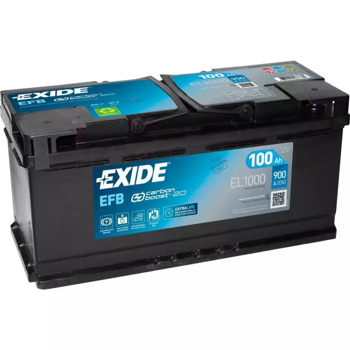 Автомобільний акумулятор EXIDE EFB Carbon Boost 2.0 6СТ-100Ah АзЕ 900A (EN) EL1000