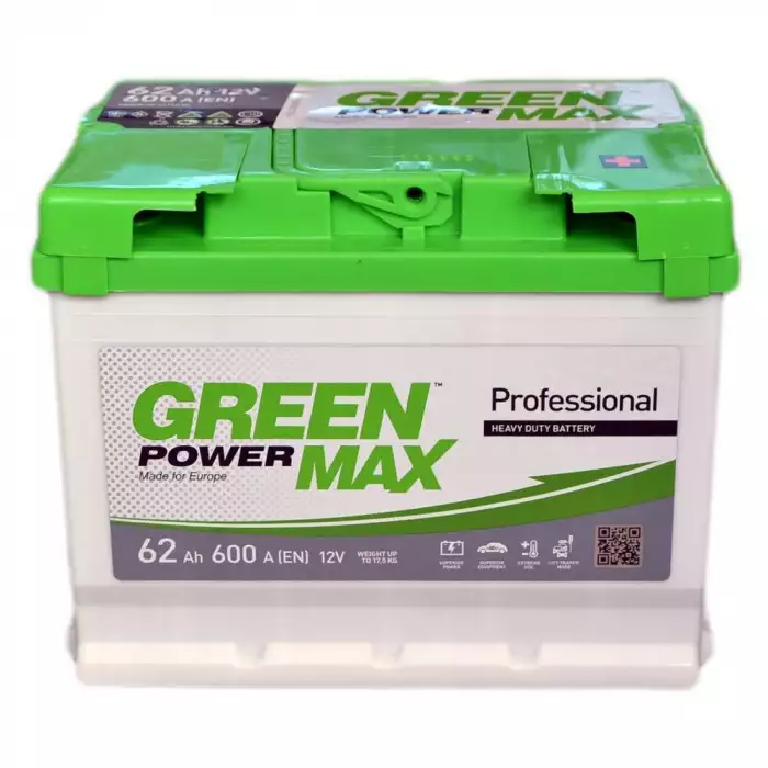 Автомобильный аккумулятор GREEN POWER MAX 6СТ-62Ah АзЕ 600A (EN)