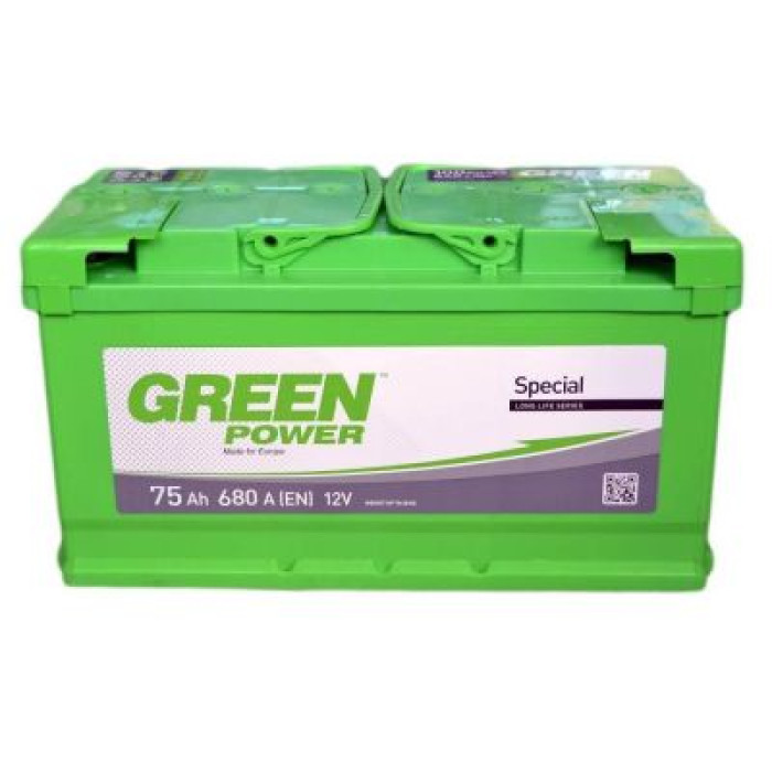 Автомобильный аккумулятор GREEN POWER 6СТ-75Ah Аз 680A (EN)