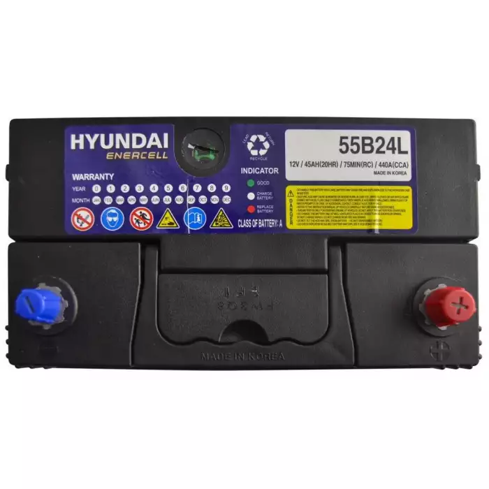 Автомобильный аккумулятор HYUNDAI ENERCELL Japan 6СТ-45Ah АзЕ ASIA 440A (CCA) ТК 55B24L