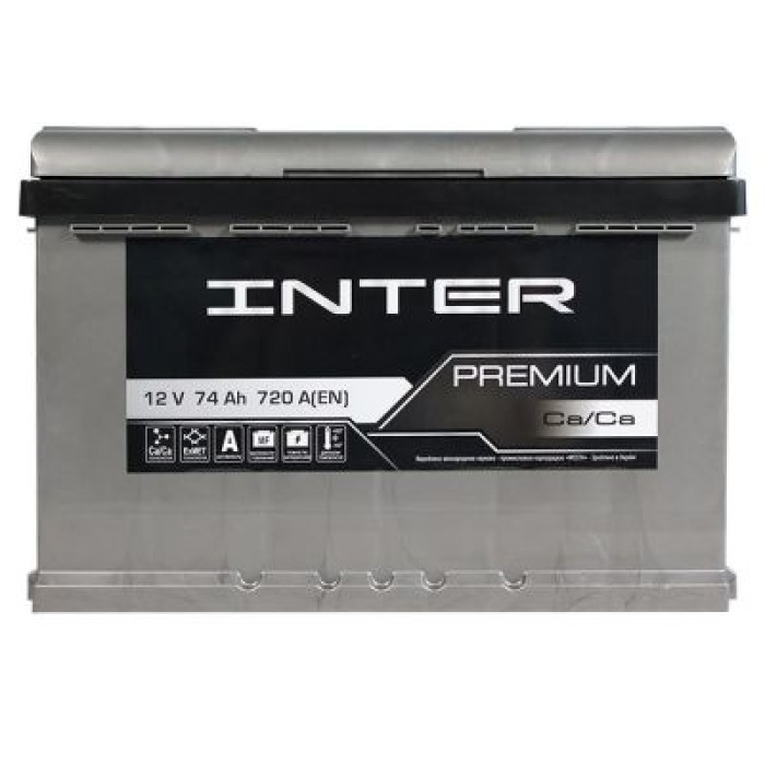 Автомобільний акумулятор INTER Premium 6СТ-74Ah Аз 720A interpr74L