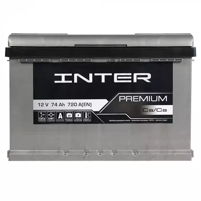 Автомобільний акумулятор INTER Premium 6СТ-74Ah Аз 720A interpr74L