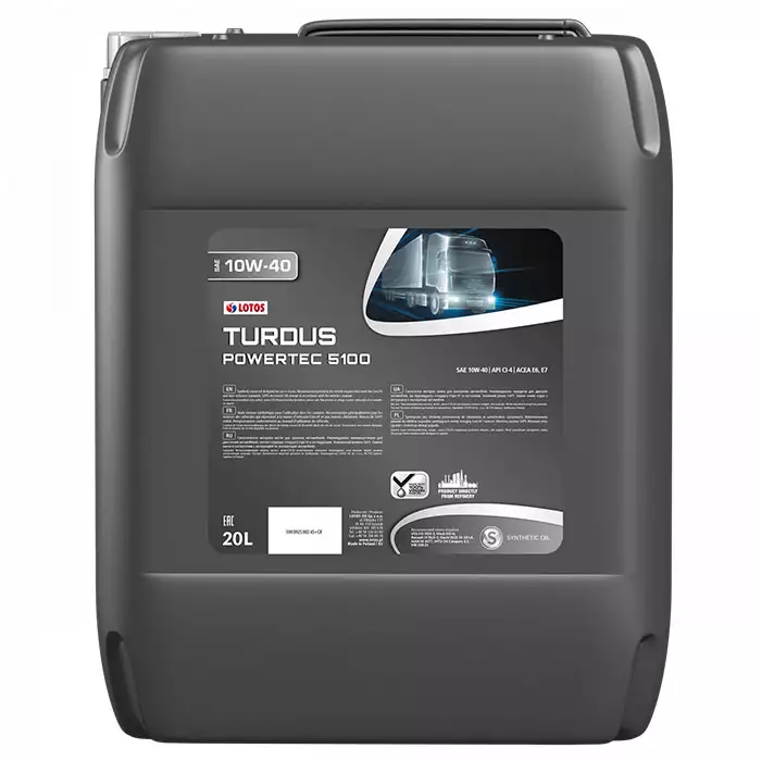 Автомобільна моторна олива LOTOS TURDUS POWERTEC 5100 PLUS 10W-40 20л WF-2L03R00-000