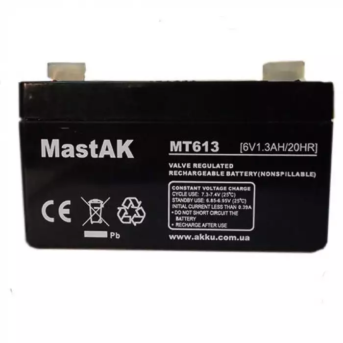 Аккумулятор тяговый MastAK AGM 1.3Ah 6V MT613