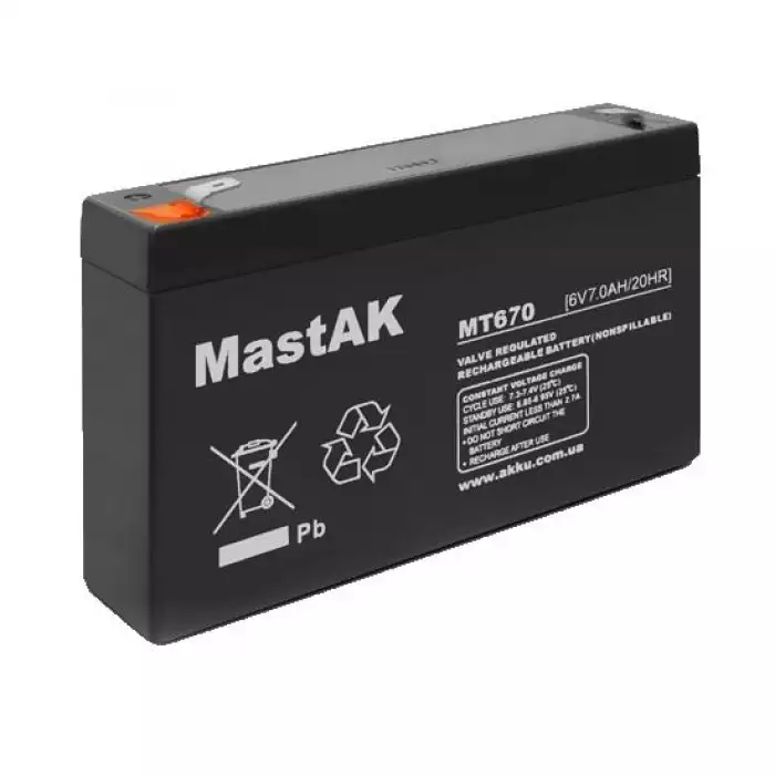Акумулятор тяговий MastAK AGM 7Ah 6V MT670